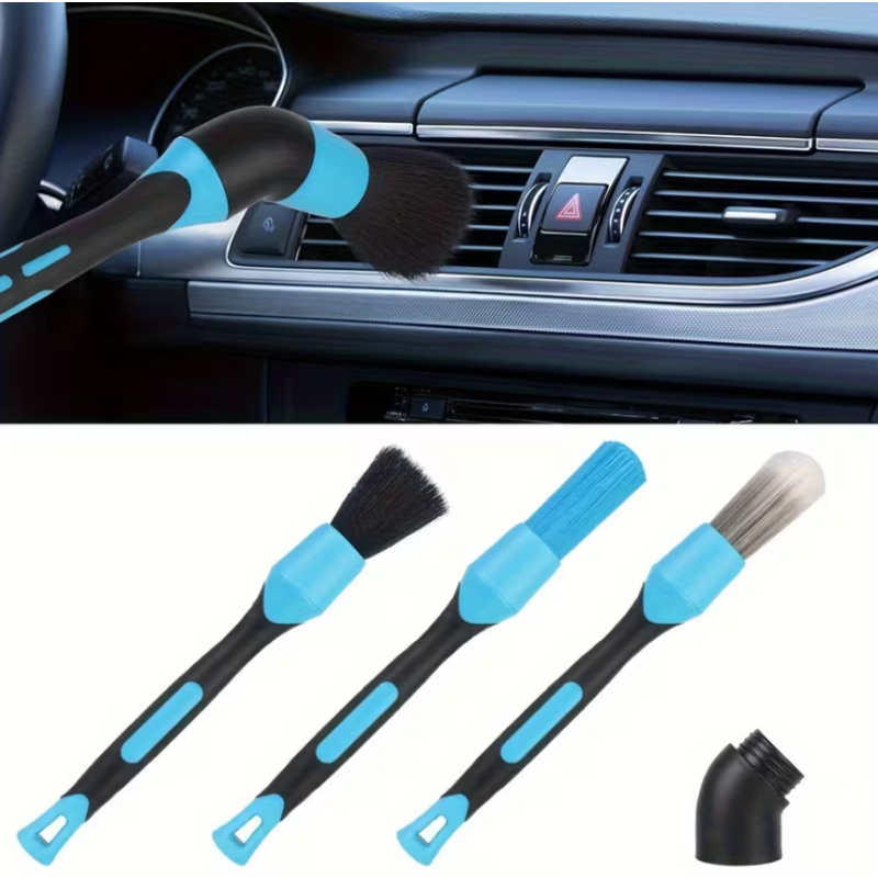 3Pcs Pinceaux Detailer Avec Coude Bleu