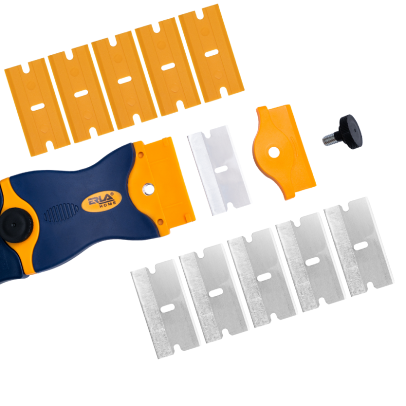 Bivo - Grattoir Vitre + 5 Lames Plastiques + 5 Lames Métal - Erla