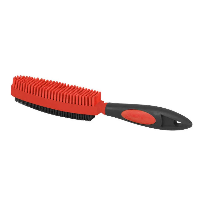 Brosse Peigne Poils Animaux Bi-Faces Caoutchouc Noir/Rouge
