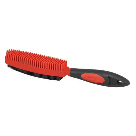 Brosse Peigne Poils Animaux Bi-Faces Caoutchouc Noir/Rouge