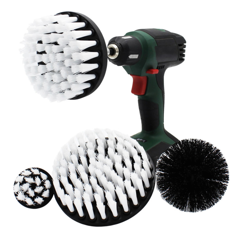 4Pcs Drill Brush Blanche - Brosse Nettoyage Souple Perceuse