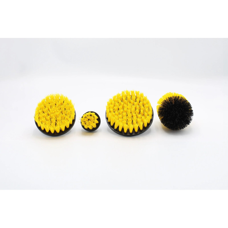 4Pcs Drill Brush Jaune- Brosse Nettoyage Medium Perceuse